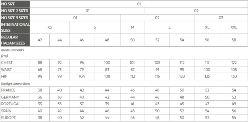 size chart elena miro